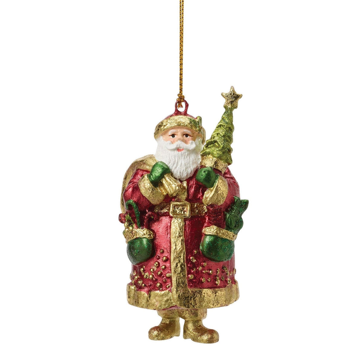 Santa Holding Tree Orn Red