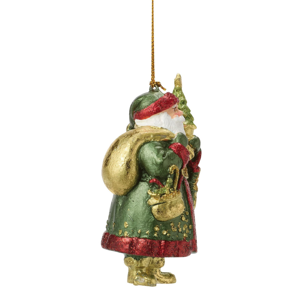 Santa Holding Tree Orn Green